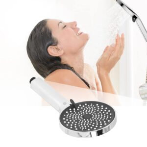 G1/2 Thread Handheld Shower Head, High Pressure in the Head Multi Layer Plating Bathroom Showerhead, Abrasion Heat Resistant Handheld Rain Showerhead for Bathroom(Silver)