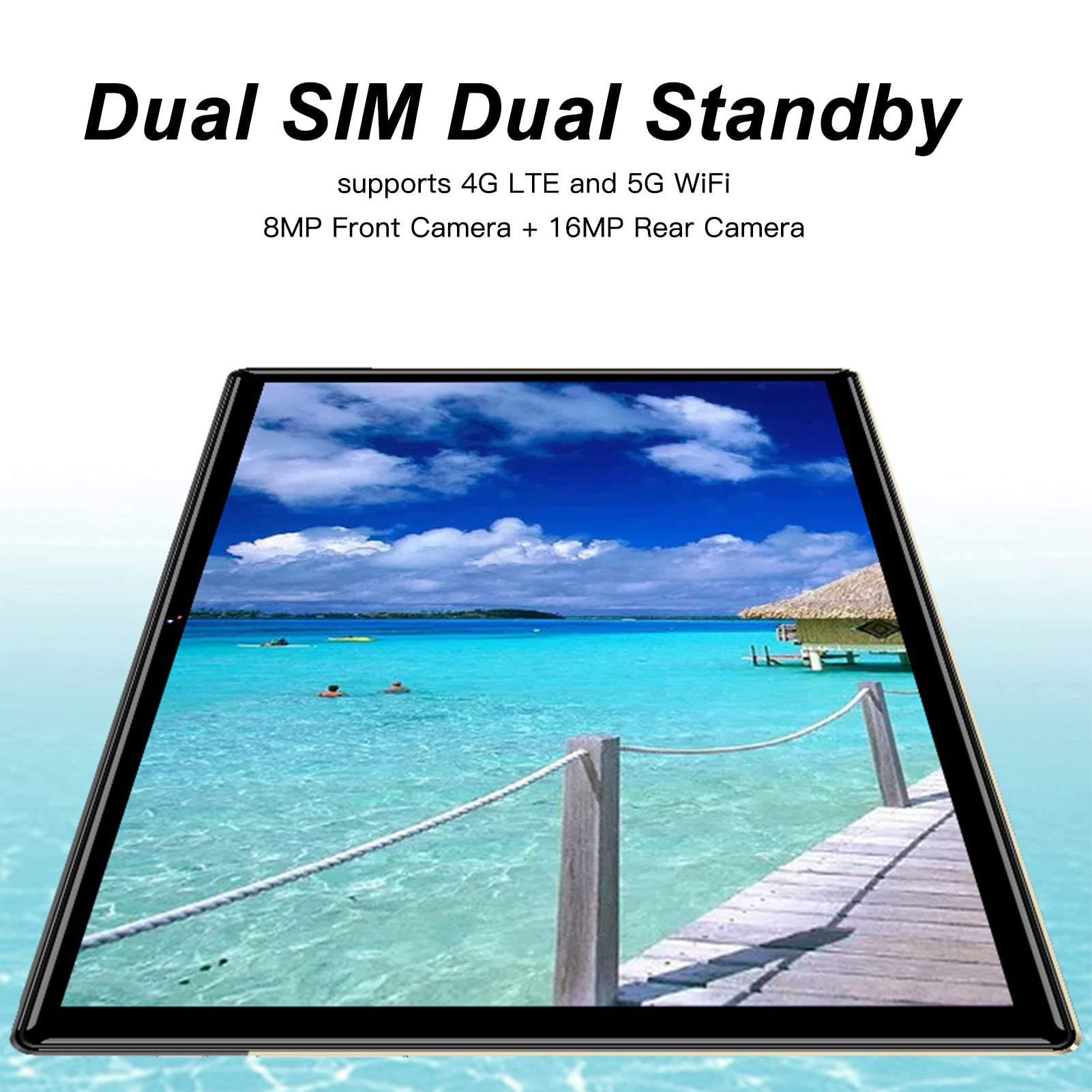 Tablet, 10 Inch IPS Tablet for Android12, 8GB RAM 256GB ROM Tablet with 2 Card Slot, 4G LTE 5G WiFi Calling Tablet PC with 8MP 16MP Camera, 7000mAh Octa Core HD Tablet for Office