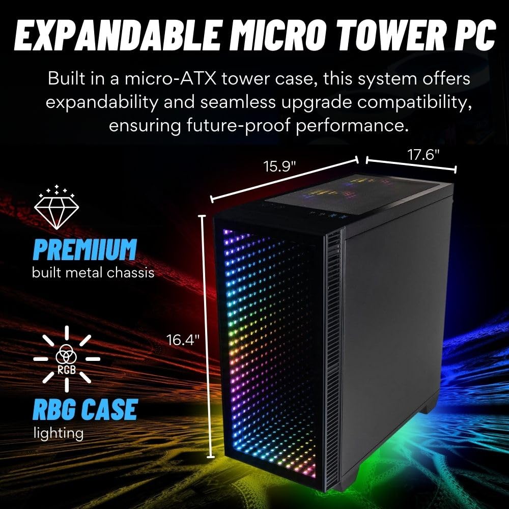 Empowered PC Continuum Micro Liquid Cooled Gamer Desktop - Intel 24-Core i9-14900KF, 32GB RAM, 1TB Gen4 SSD + 3TB HDD, NVIDIA GeForce RTX 4070 Ti 12GB (>3090), Wifi 6, Windows 11 - RGB Gaming Computer