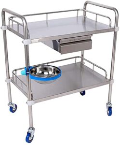 cart trolley, lab clinic serving cart trolley 2-tier medical trolley stainless steel treatment trolley/medical laboratory equipment carts/beauty salon tool car，l50xw40xh86cm the taste of home