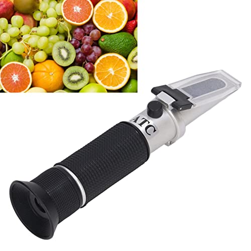 Brix Meter Refractometer, Aluminum Alloy ABS Rubber High Accuracy Sugar Refractometer Tester ATC 0‑32% for Kitchen