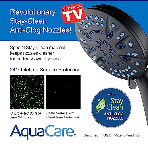 Magneton by AquaCare High-Pressure 8-mode Handheld Shower Head with Magnetic Guidance Docking System - 2 Magnetic Brackets, 5 inch Face, Hygienic Jets, 6 ft. Stainless Steel Hose/Matte Black Finish