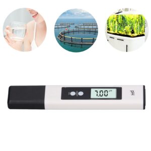 PH Tester, Quick Speed Automatic Recognition PH Detector White Backlit Display Resistance Precise Alloy Probe for Aquaculture