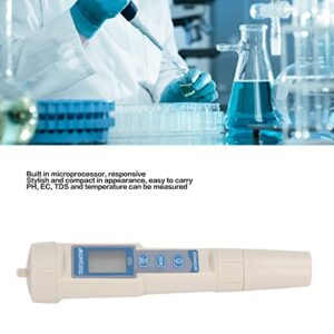 PH EC TDS Temp Meter, Ergonomic Precise Intelligent Water Quality Tester 4 in 1 Waterproof Easy to Carry for Aquaculture for Laboratory