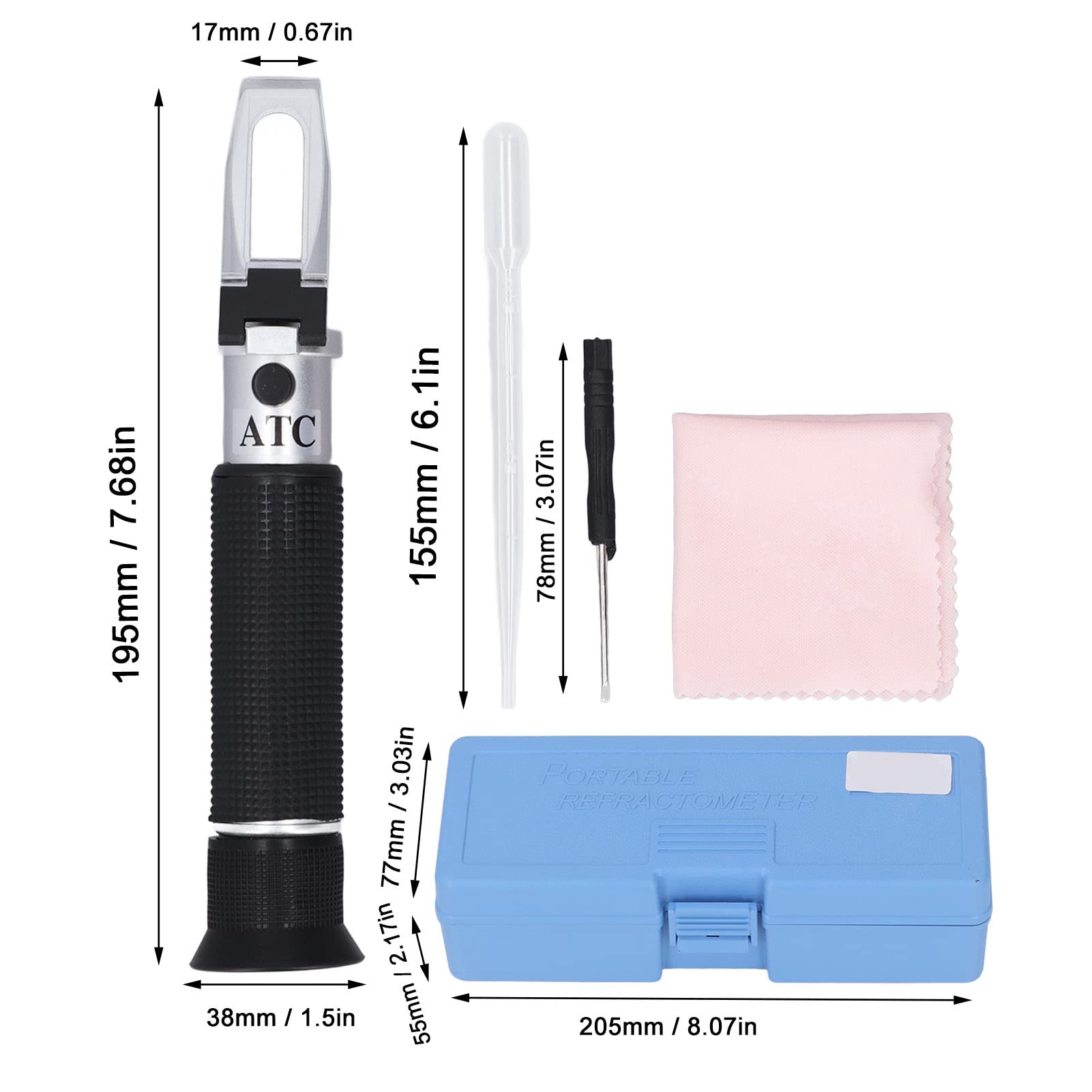 Salinity Meter, 0‑100 PPT 1.000‑1.070 Wear Resistant Aluminum Alloy Salinity Refractometer for Marine Monitoring