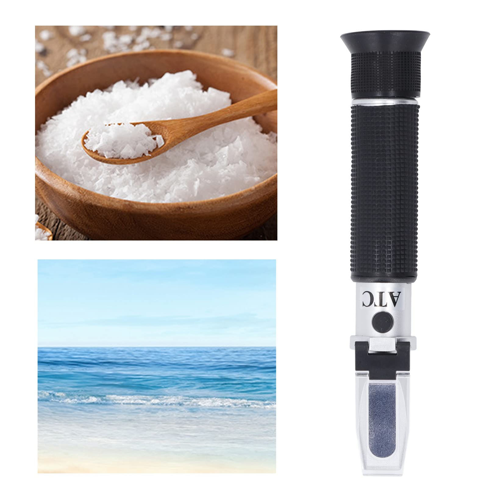 Salinity Meter, 0‑100 PPT 1.000‑1.070 Wear Resistant Aluminum Alloy Salinity Refractometer for Marine Monitoring