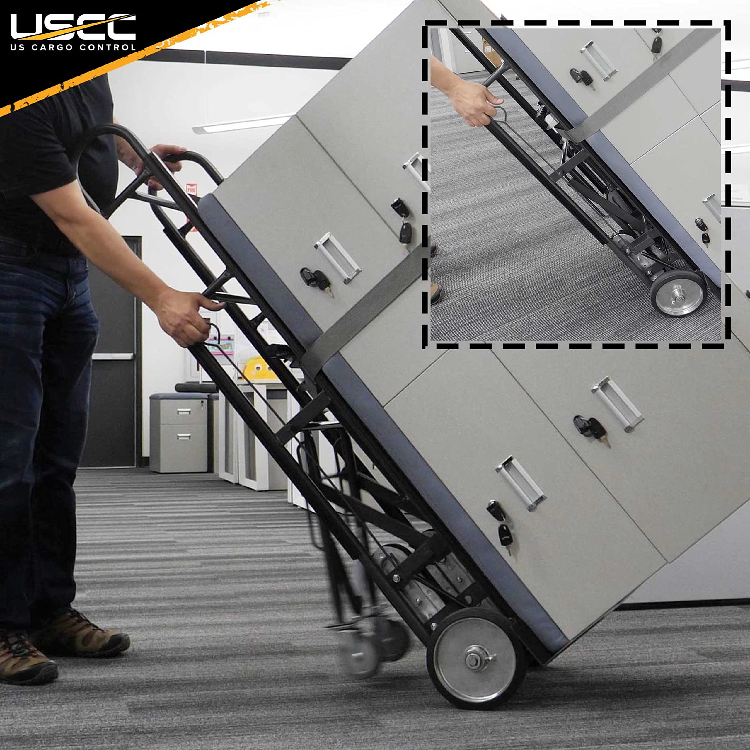 US Cargo Control Steel Appliance Truck, Heavy Duty 1,000-1,200 Pound Capacity, Appliance Hand Dolly w/Single Auto Recoil System, Heavy Duty Hand Truck, Appliance Dolly, Kickback Wheels, Pallet of 12