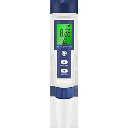 Water Quality Tester, High Accuracy Error Prompt PH Salinity Temp TDS EC Digital Water Detector for Laboratory