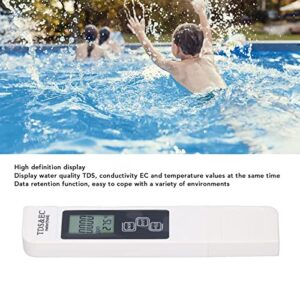 TDS Meter, High Accuracy Portable TDS EC Temp Meter Easier to Read Rustproof for Aquaculture