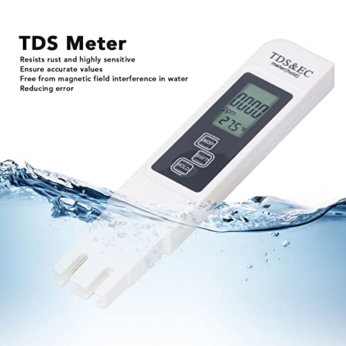 Digital Water Tester, TDS Meter Easier to Read Interference Resistant HD Display Portable Rustproof 3 in 1 High Accuracy for Aquaculture