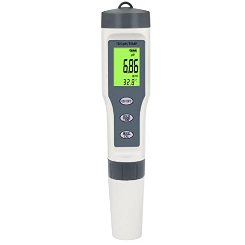 Water Quality Tester, Temp PH Meter ABS Backlight Portable Auto Calibration for Planting