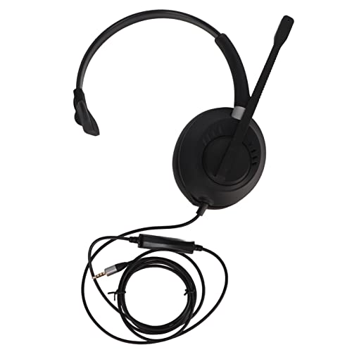 3.5mm Business Headset, Single Sided Ear Headphone Flexible ENC Noise Reduction with Mic for Insurance for Home for Telemarketing