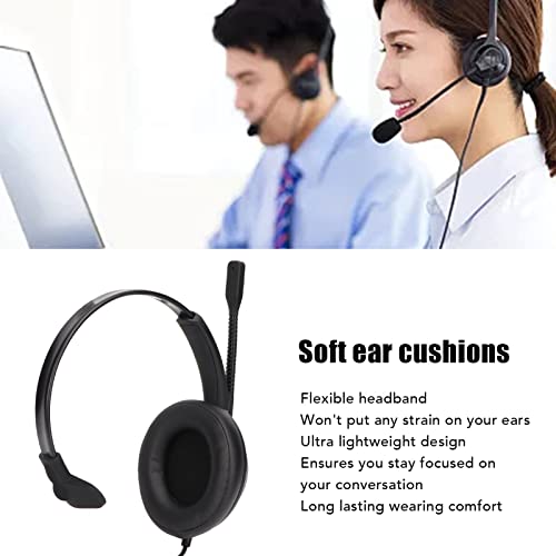 3.5mm Business Headset, Single Sided Ear Headphone Flexible ENC Noise Reduction with Mic for Insurance for Home for Telemarketing