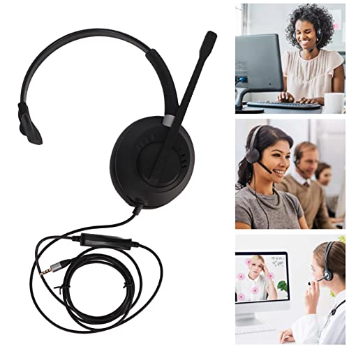 3.5mm Business Headset, Single Sided Ear Headphone Flexible ENC Noise Reduction with Mic for Insurance for Home for Telemarketing