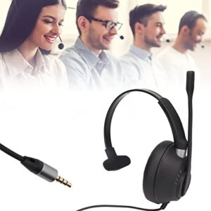 3.5mm Business Headset, Single Sided Ear Headphone Flexible ENC Noise Reduction with Mic for Insurance for Home for Telemarketing