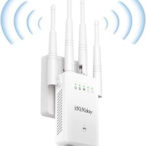 BKBKDAY 2023 New 4X Faster WiFi Extender Signal Booster,up to 10000 sq.ft - 1200Mbps Wall-Through Strong WiFi Booster,Broader Coverage Than Ever,Wireless Signal Repeater Booster -Dual Band 5GHz/2.4GHz