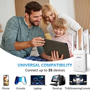 BKBKDAY 2023 New 4X Faster WiFi Extender Signal Booster,up to 10000 sq.ft - 1200Mbps Wall-Through Strong WiFi Booster,Broader Coverage Than Ever,Wireless Signal Repeater Booster -Dual Band 5GHz/2.4GHz