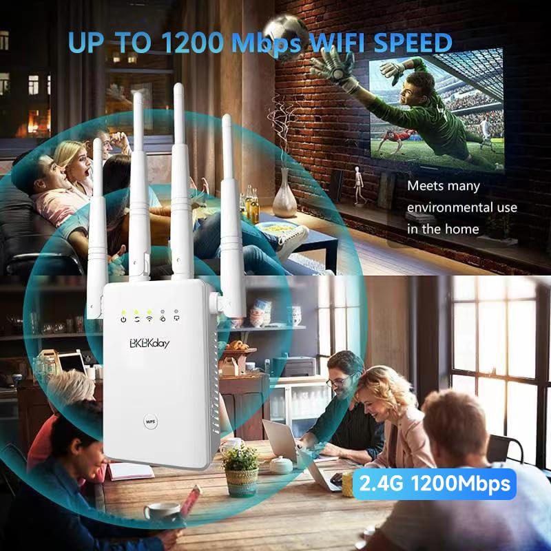 BKBKDAY 2023 New 4X Faster WiFi Extender Signal Booster,up to 10000 sq.ft - 1200Mbps Wall-Through Strong WiFi Booster,Broader Coverage Than Ever,Wireless Signal Repeater Booster -Dual Band 5GHz/2.4GHz