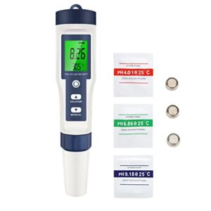 Digital Water Detector, Stable Measuring PH Salinity Temp TDS EC Water Quality Tester Error Prompt for Laboratory