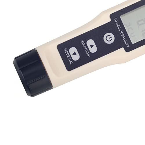 Digital Water Detector, Stable Measuring PH Salinity Temp TDS EC Water Quality Tester Error Prompt for Laboratory