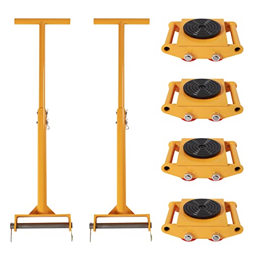 4PCS Machinery Skate Dolly, 6T Machinery Moving Skate,Industrial Machinery Mover with 360° Rotation Caps for Warehouse