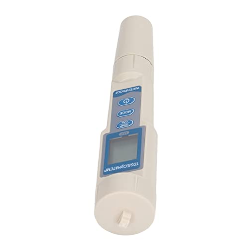 PH Meter, 4 in 1 ABS Housing Portable Large Display Screen Water Quality Tester Precise for Aquaculture for Laboratory