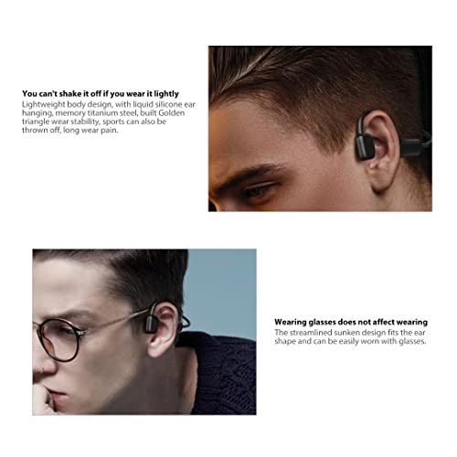 JRSHOME Bone Conduction Headset Bluetooth IPX5 5.1 Wireless Headphones Outdoor Sport Earbuds USB, Micro-USB, Bluetooth