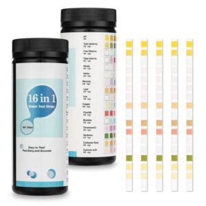 kakaa 16 in 1 drinking water test kit test strips detect ph hardness chlorine lead iron copper nitrate nitrite home water purity test strips for aquarium pool well tap water (50 pcs)