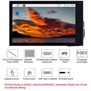 Bewinner Touch Screen Monitor,3.5 Inch Capacitive Touch Screen, 5 Points LCD IPS Dimmable Portable Monitor,170 Degrees Angle Touch Screen with USB Interface for RasPi