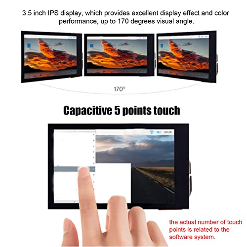 Bewinner Touch Screen Monitor,3.5 Inch Capacitive Touch Screen, 5 Points LCD IPS Dimmable Portable Monitor,170 Degrees Angle Touch Screen with USB Interface for RasPi