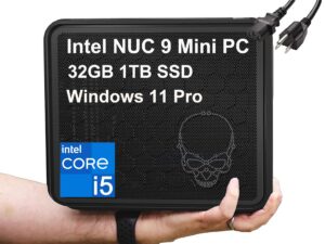 intel nuc 9 nuc9i5qnx mini pc business desktop 4-core i5-9300h, 32gb ram, 1tb ssd, uhd graphics ghost skull canyon extreme gaming box, thunderbolt 3, wifi 6, ethernet, 3-yr wrt, win 11 pro