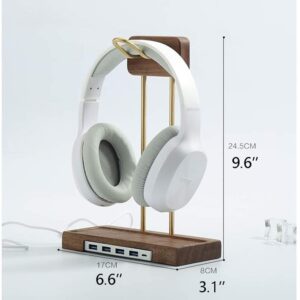 ANIIC Headset Stand Black Walnut Wooden Headphone Stand Brass Creative Headphone Shelf Bracket Headset Stand Headphone Holder Earphone Rack Headphone Stand ( Color : B-without USB )