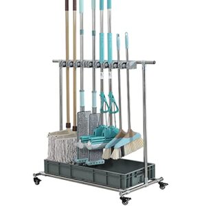 broom holder,mop holder,cleaning supplies organizer,put wet mops movable floor-mounted mop rack,tool storage rack,for garden garage schools hospitals factories hotels property companies ( size : 6slot