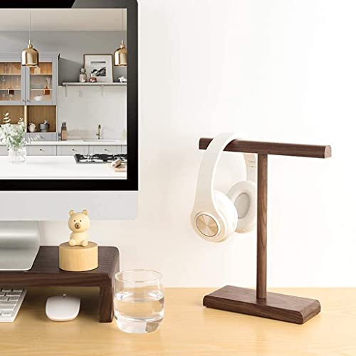 ANIIC Headset Stand Wood Headphone Stand Holder Creative Headset Holder Desk Display Shelf Rack Universal Earphone Accessories Headphone Stand ( Color : Walnut )