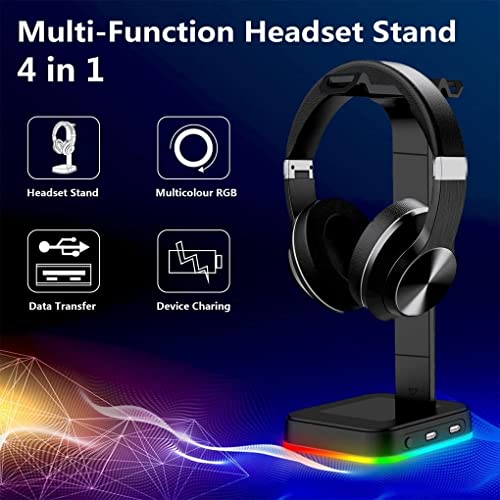 ANIIC Headset Stand RGB Headphone Stand Over-Ear Headset Desk Bracket Earphone Holder Display Shelf USB Support Gaming PC Accessories Headphone Stand