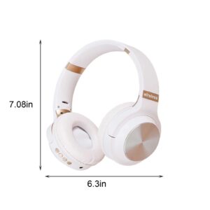 VKEKIEO Bluetooth Over-Ear Headphones, Wireless/Wired Foldable Headsets with FM Pluggable Card, Stereo Sound Headphones Allow to Adjust The Wearing Size for Travel Work (White)