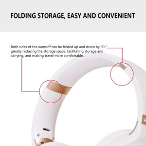 VKEKIEO Bluetooth Over-Ear Headphones, Wireless/Wired Foldable Headsets with FM Pluggable Card, Stereo Sound Headphones Allow to Adjust The Wearing Size for Travel Work (White)