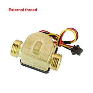 MANGAO 1/2" Water Flow Sensor Brass 1.75MPa Sensor Turbine Pulse Flowmeter DC5~18V Used for Water Heaters Water Dispensers (Size : 1/2", Color : External Thread)