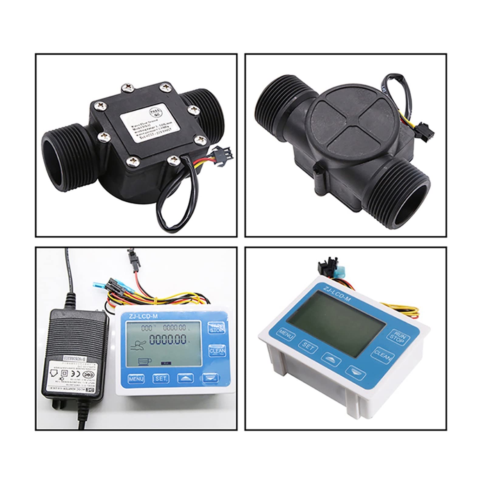 DN32 Digital Display Flow Quantitative Controller Water Flow Sensor Use to Control and Display Liquid Flow (Size : US Plug)