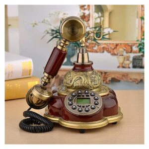 lippsy retro landline telephone with wood and metal body, phones creative european-style old fixed telephone for home hotel,support sim card