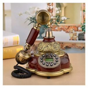 LIPPSY Retro Landline Telephone with Wood and Metal Body, Phones Creative European-Style Old Fixed Telephone for Home Hotel,Support SIM Card