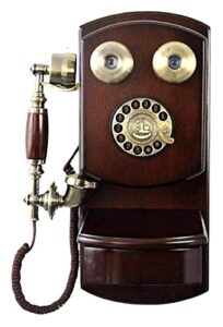 corded phones wall-mounted vintage phone with wood and metal body, phones creative european-style old rotary fixed telephone for home hotel