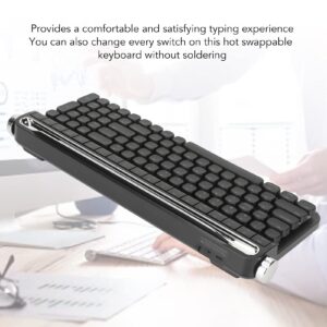 TOPINCN Typewriter Keyboard, 1500mAh Battery Dual Connection Modes Red Switch Retro Bluetooth Mechanical Keyboard with Keypad for Gaming (Black)