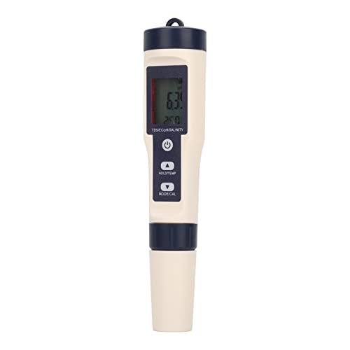 Deosdum 5 in 1 Water Quality Tester Digital PH Salinity Temperature TDS EC Detection Meter Portable Pen Type