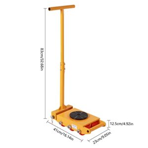 8T Dolly Skate Machinery Roller Mover 17600Lbs Heavy Duty Cargo Trolley Casters Machinery Mover 6 Wheels Industrial Machinery Mover Storage Yellow Dolly with Handle for Garage Shop