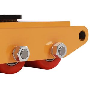 8T Dolly Skate Machinery Roller Mover 17600Lbs Heavy Duty Cargo Trolley Casters Machinery Mover 6 Wheels Industrial Machinery Mover Storage Yellow Dolly with Handle for Garage Shop