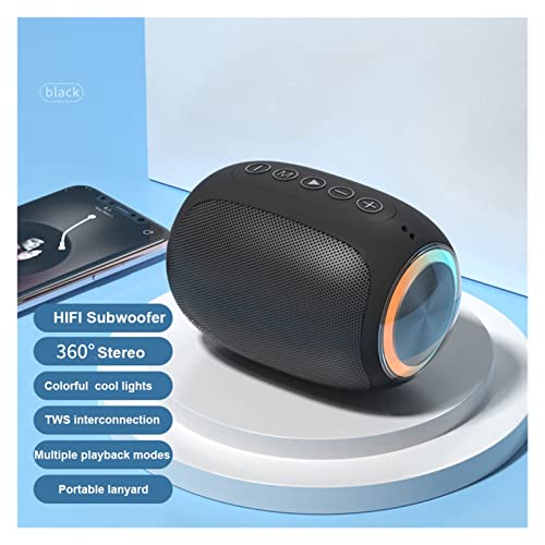 BMFHJEQ Portable Wireless Bluetooth Speaker Colorful LED Audio Outdoor Mini Speaker Support TF Card Super Long Battery Life (Black)