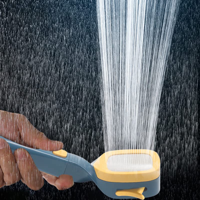 4 Speed Shower with Filter, G1/2 (2Cm) Connector One Touch Water Stop Booster Showerhead Showerhead, 0.05MPa to 0.75MPa Water Pressure, Strong and Stable Performance for Home Use(Powder Blue)
