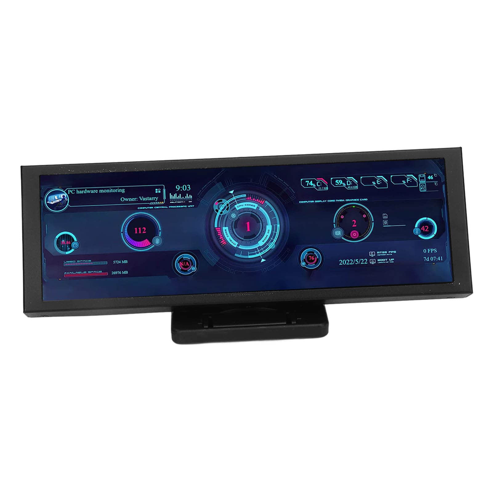 EBTOOLS PC CPU Data Monitor, 7.9 Inch IPS Screen, Customizable Theme Editor, Rotatable, Auto Off, USB Power, Dimmable Computer Temp Monitor, for CPU GPU RAM