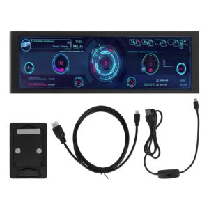 EBTOOLS PC CPU Data Monitor, 7.9 Inch IPS Screen, Customizable Theme Editor, Rotatable, Auto Off, USB Power, Dimmable Computer Temp Monitor, for CPU GPU RAM